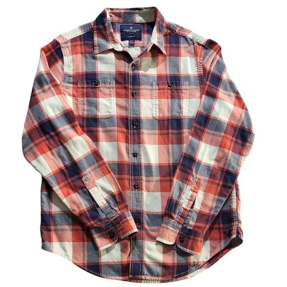 American Eagle By Payless Other - American Eagle Flannel Shirt Classic Fit Button Up Plaid Red Blue Size‎ M